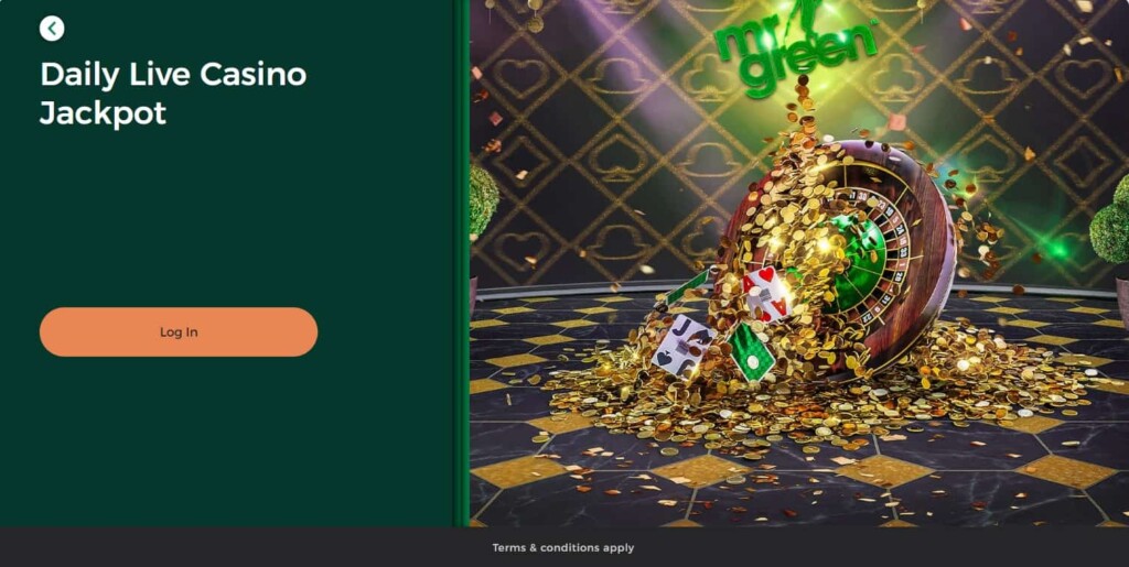 Mr Green Promotion Daily Live Casino Jackpot