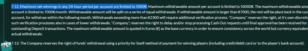 Blacklist Win Limit Example Non Stop Casino
