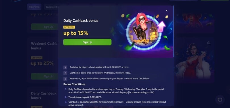 7Bit Casino Daily Cashback Bonus