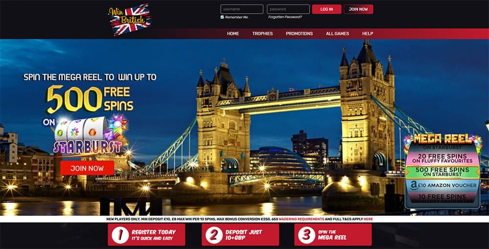 Win British Casino Homepage