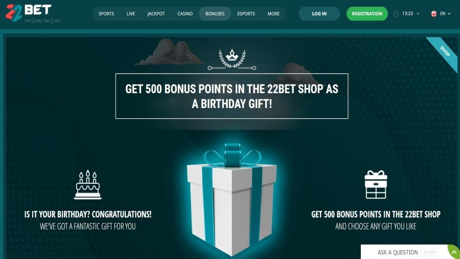 22Bet Birthday Bonus