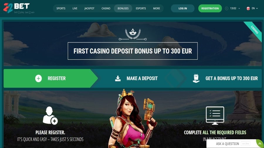 22Bet Casino Welcome Bonus