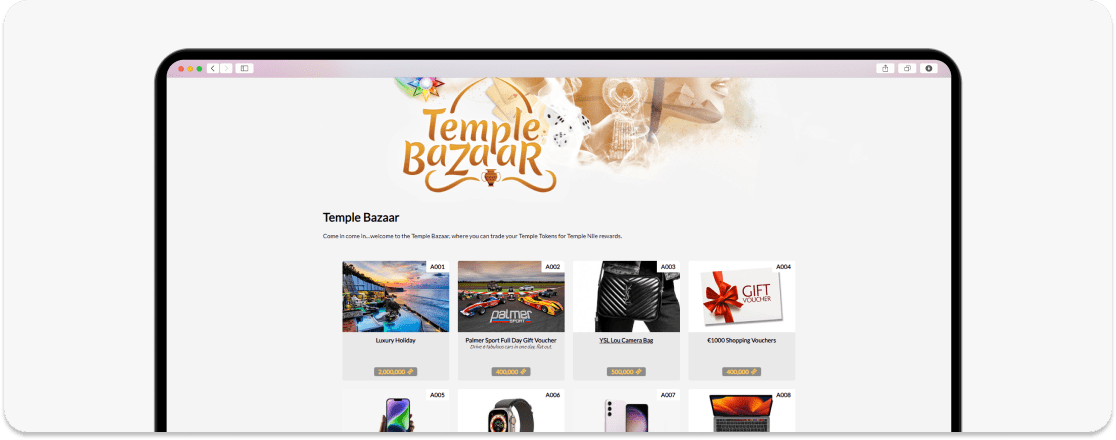 A screenshot of Temple Bazaar