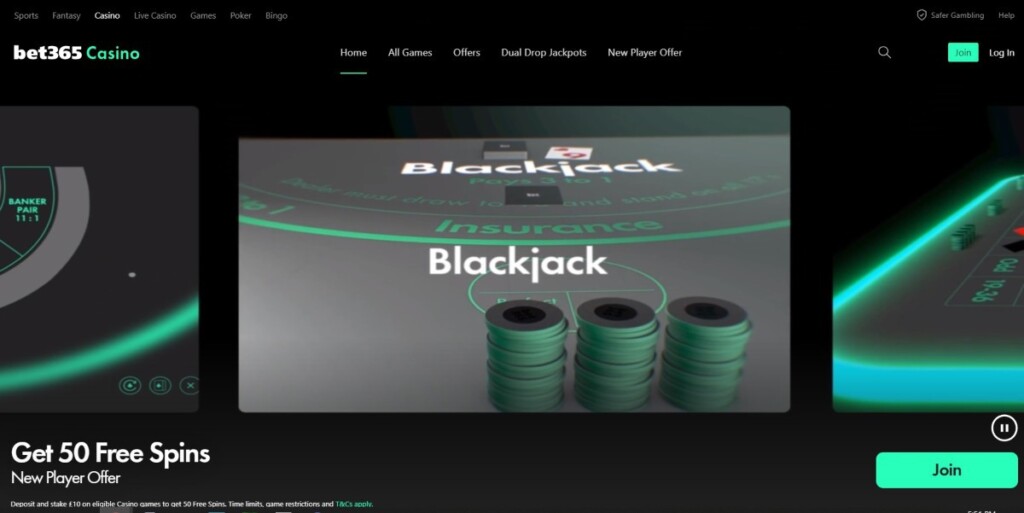 Screenshot Bet 365 Casino Offer for UK