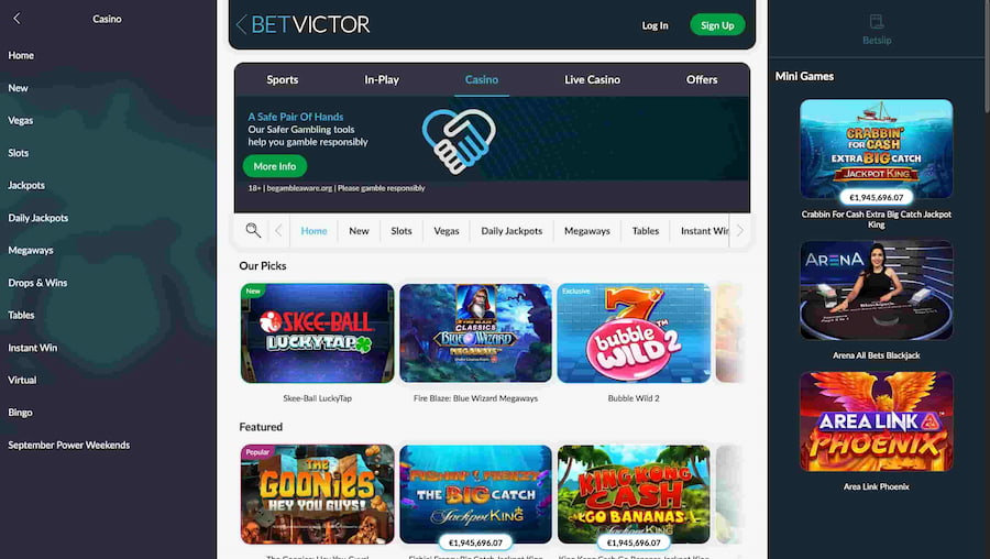 BetVictor Casino Design
