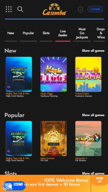 casimba casino mobile screenshot