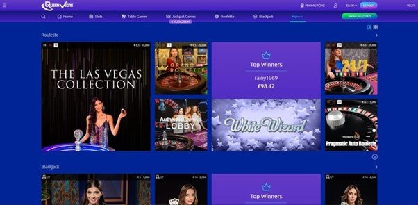 Screenshot of the Queen Vegas live casino section