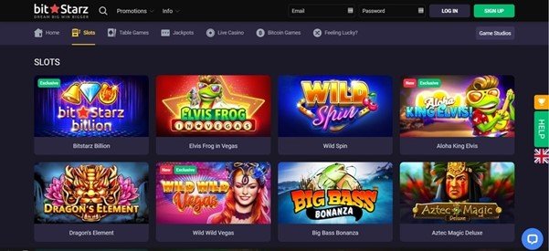 A screenshot from the BitStarz Casino Website showing the vast selection of slot games on offer.