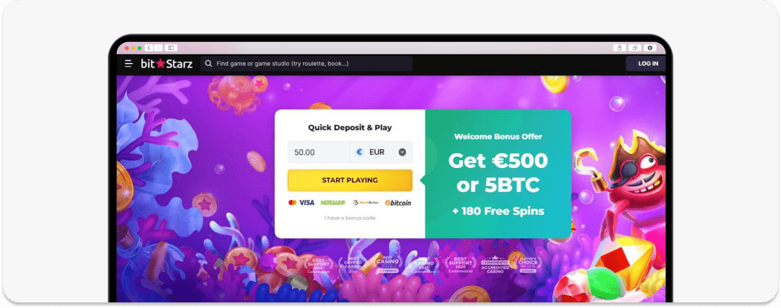 Screenshot of Bitstarz Welcome offer