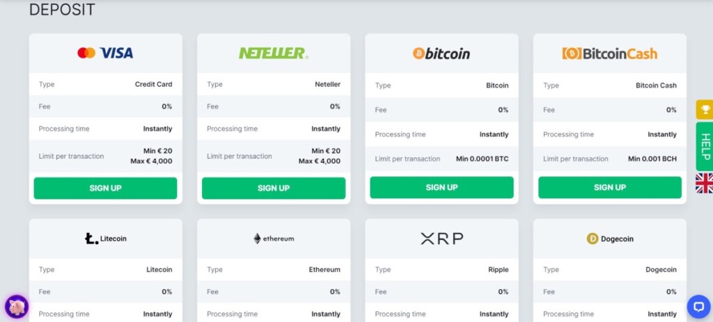 bitStarz Deposit Methods