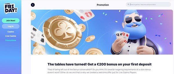 CasinoFriday live casino promotion