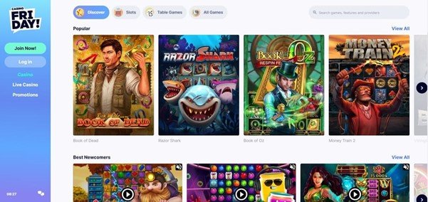 CasinoFriday game selection