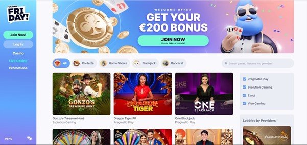 CasinoFriday live casino games
