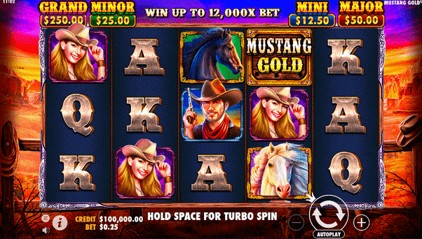 Animal slot mustang gold with mustangs and cowboys