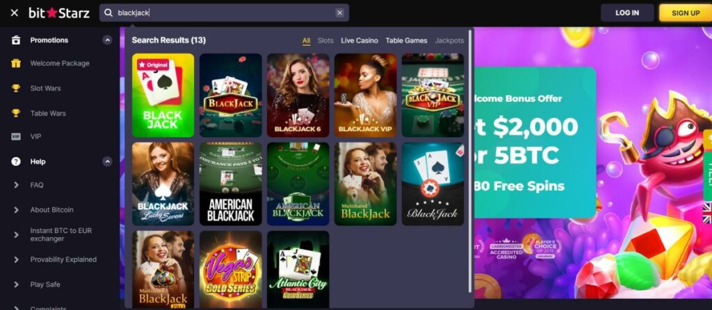 Bitstarz Bitcoin Blackjack