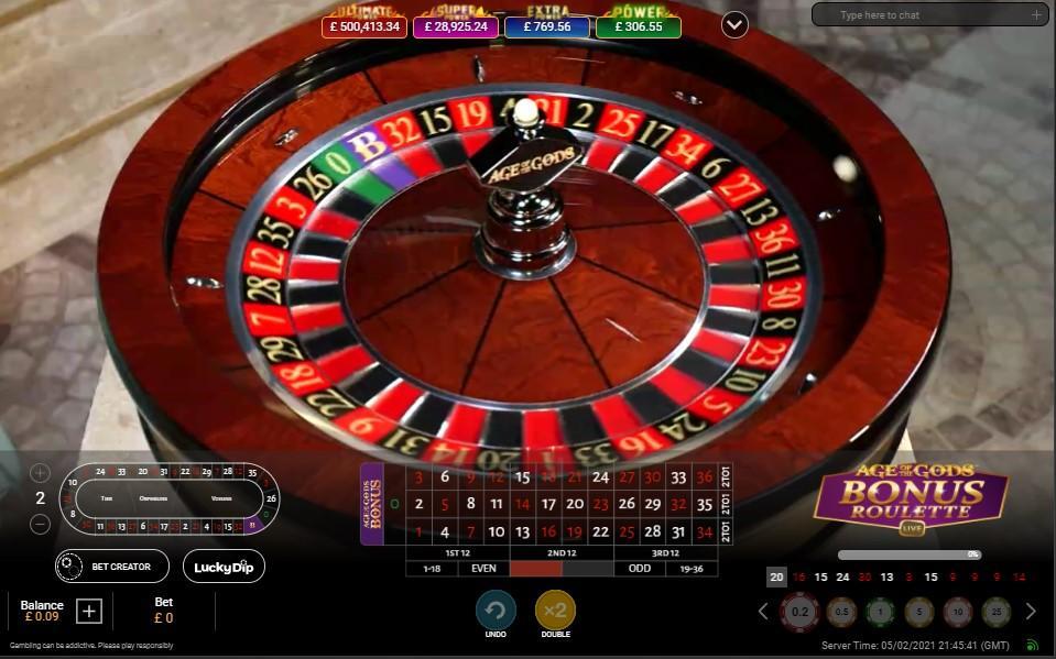 Age of the Gods Bonus Live Roulette 