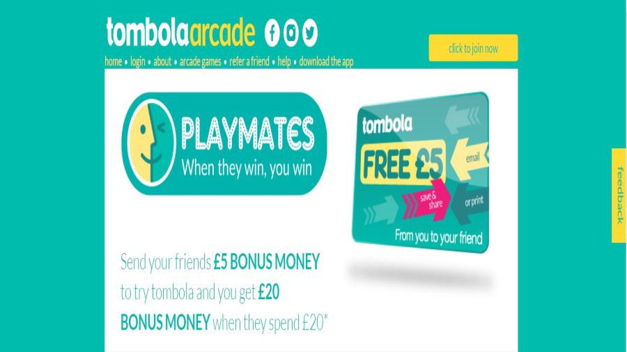 Screenshot Tombola Arcade Refer A Friend Bonus (UK)