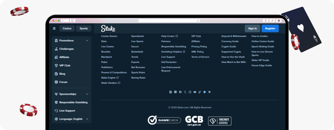 Stake website footer