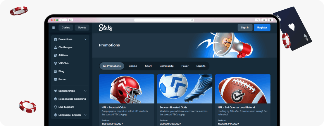 Stake promotions page