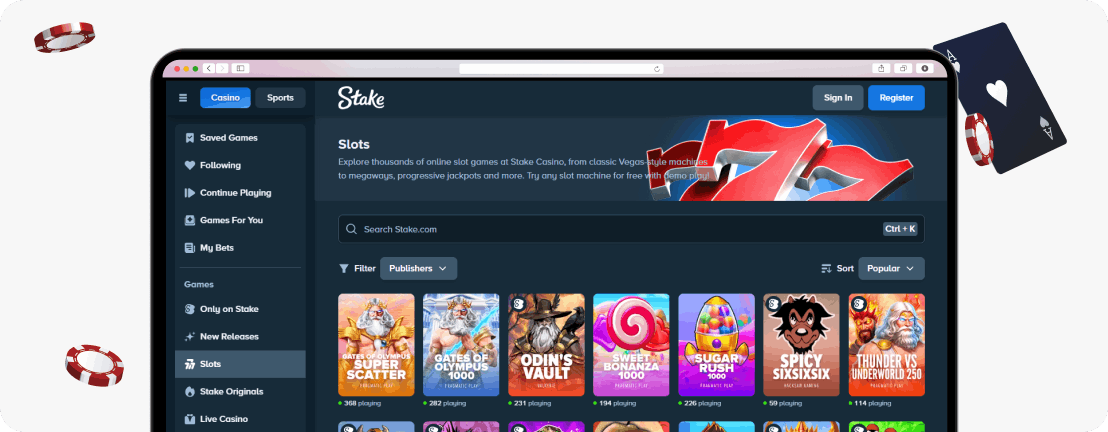 Stake slots page