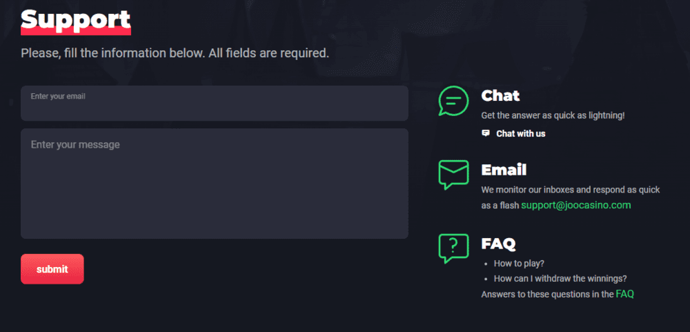 Joo Casino Support