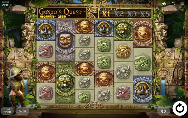 A screenshot from Netent and Red Tiger Gaming’s Gonzo’s Quest™ Megaways™.