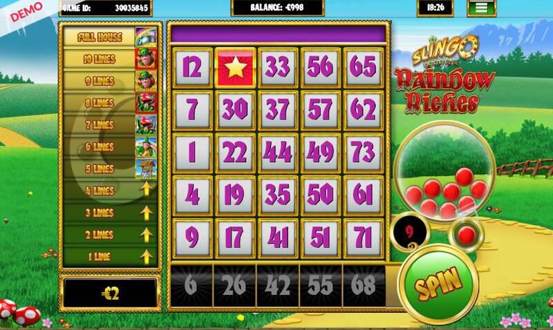 A screenshot from Slingo Originals and Barcrest’s Slingo Rainbow Riches