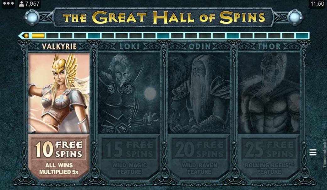Thunderstruck II Free Spins Screenshot