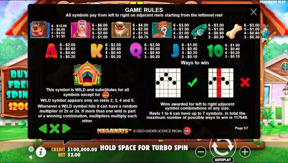 The Dog House Megaways™ Symbols Screenshot