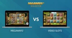 Image with text "Megaways™ vs video slots"