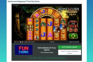Screenshot of our Montezuma Megaways™ review, where you can play the demo of this WMS game.