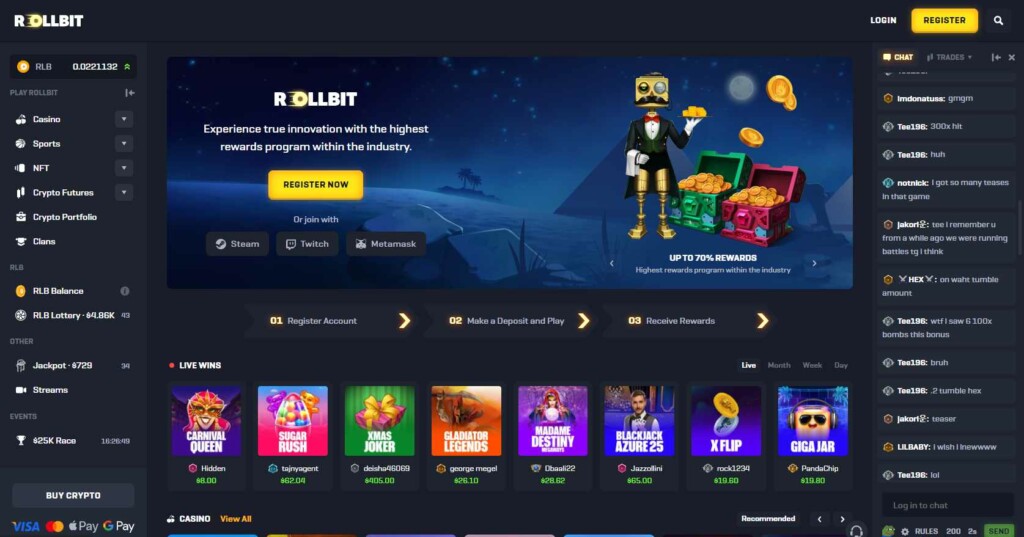 Rollbit Homepage Solana