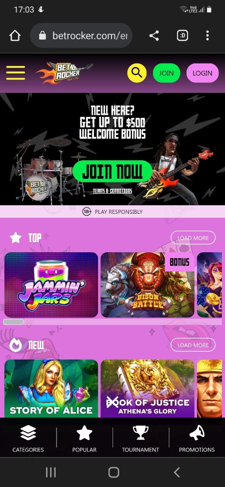 Bet Rocker casino Mobile
