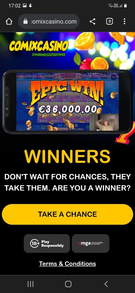 Comix Casino mobile