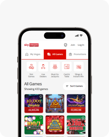 SkyVegas Mobile Screenshot