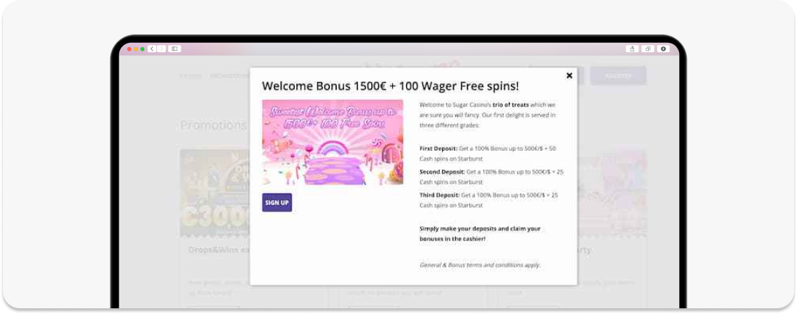 Sugar Casino No Wagering offer