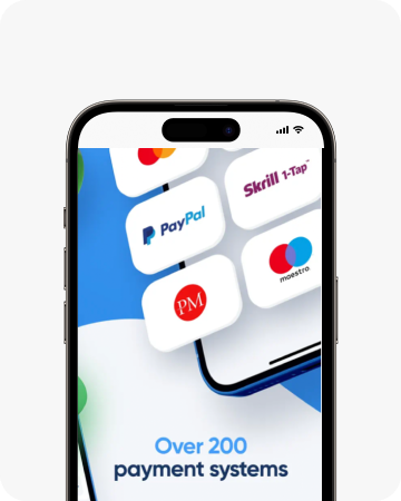 Screenshot saying that 1xBet accepts over 200 payment systems.