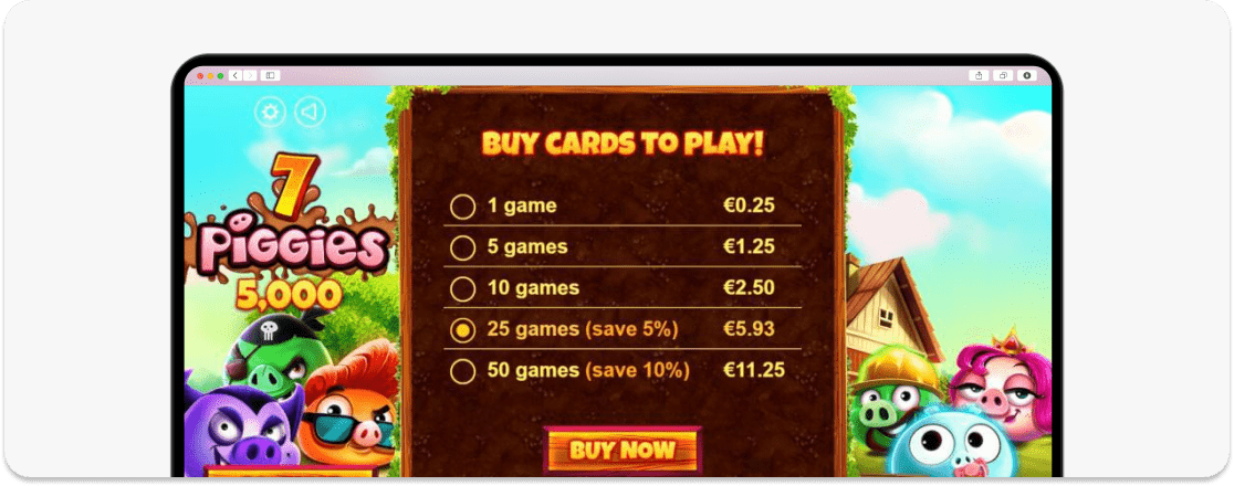A screenshot of 7 Piggies scratch card Pragmatic Play