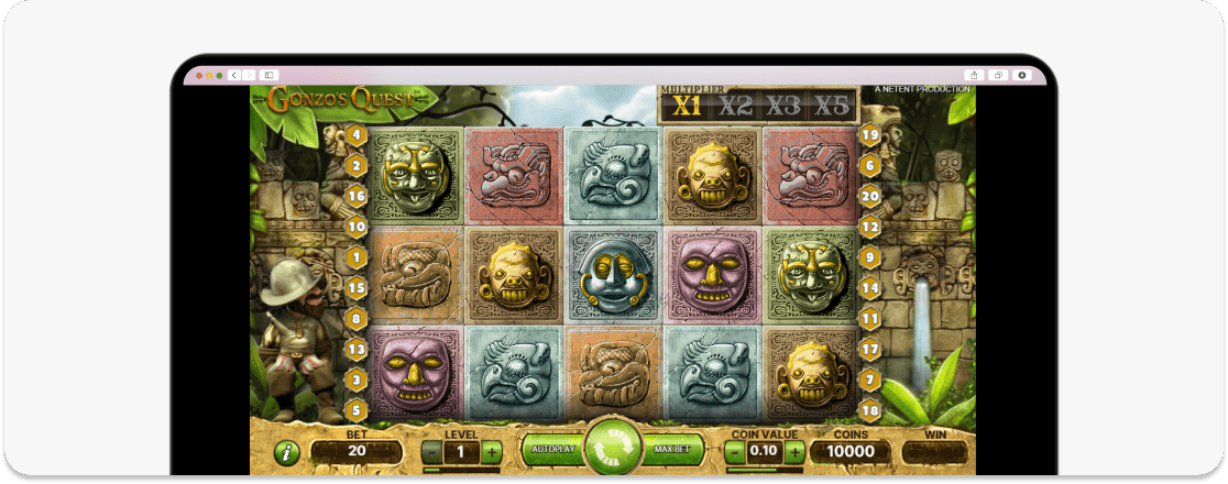 Popular VR casino slot Gonzo’s Quest by NetEnt