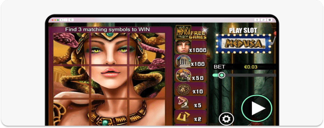 A screenshot of Medusa Scratch Card Next Gen Gaming