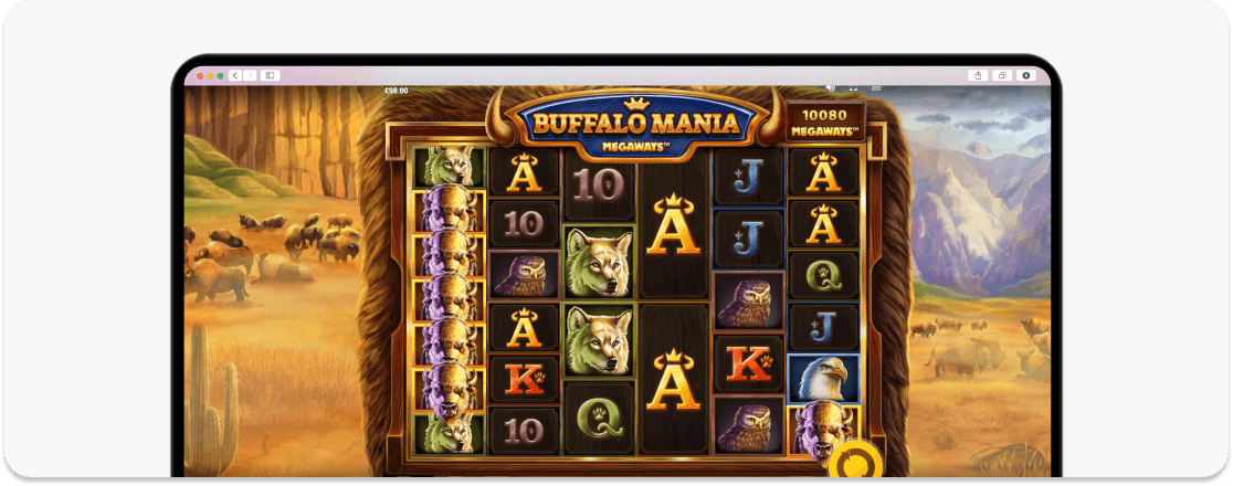 A screenshot of the slot casino game Buffalo Mania Megaways™