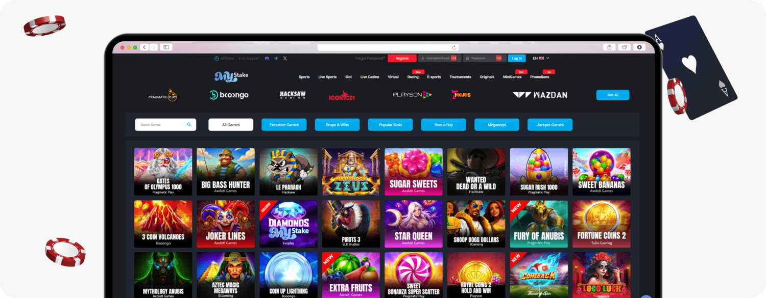 screenshot of mystake all games page