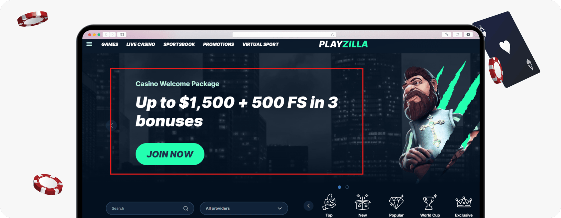 screenshot of playzilla canada welcome offer