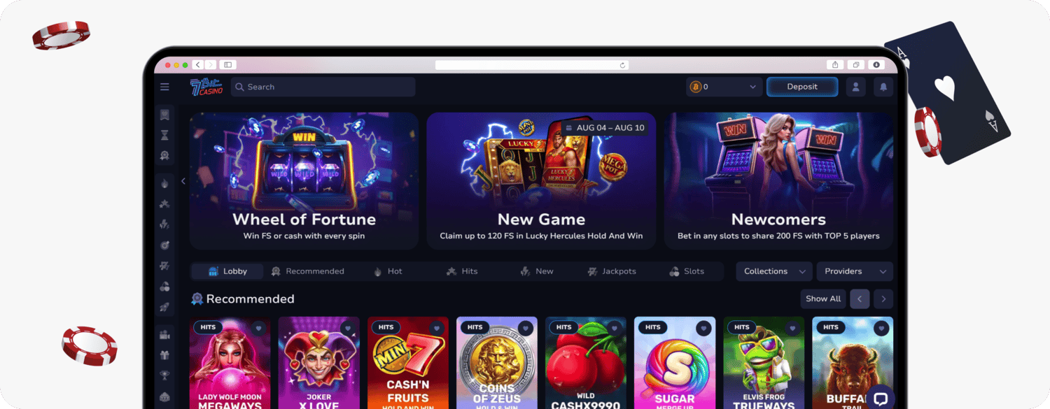 screenshot of 7bit casino design