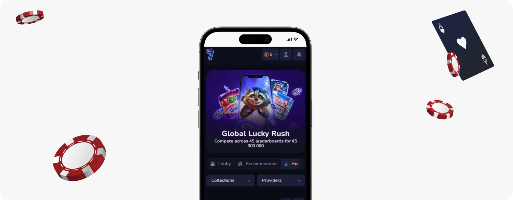 screenshot of 7bit casino mobile homepage
