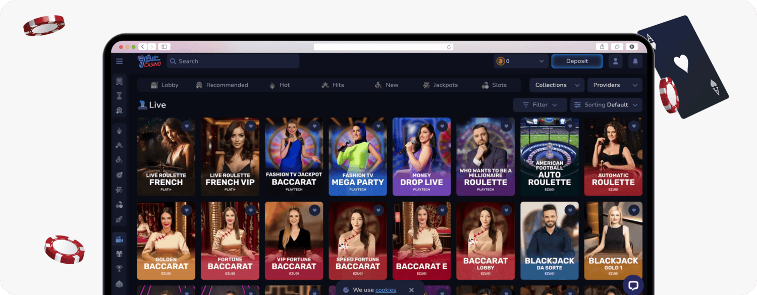 screenshot of 7bit live casino games
