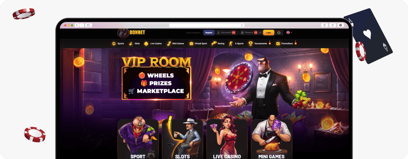 screenshot of donbet casino homepage