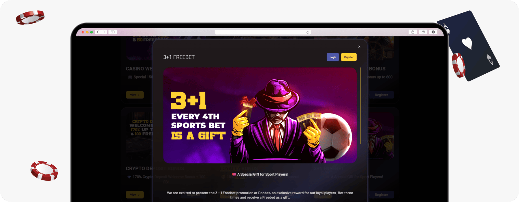 screenshot of donbet extra sports bet offer