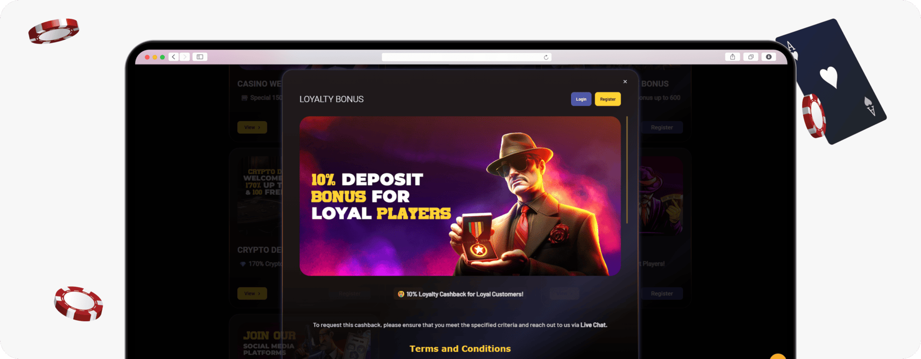 screenshot of donbet loyalty bonus