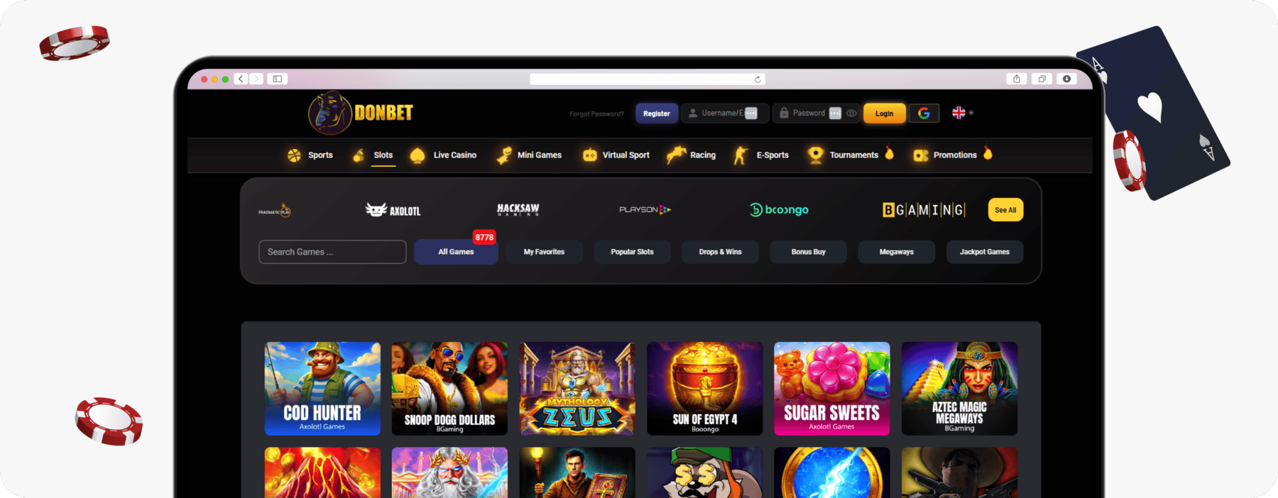 screenshot of donbet slots library